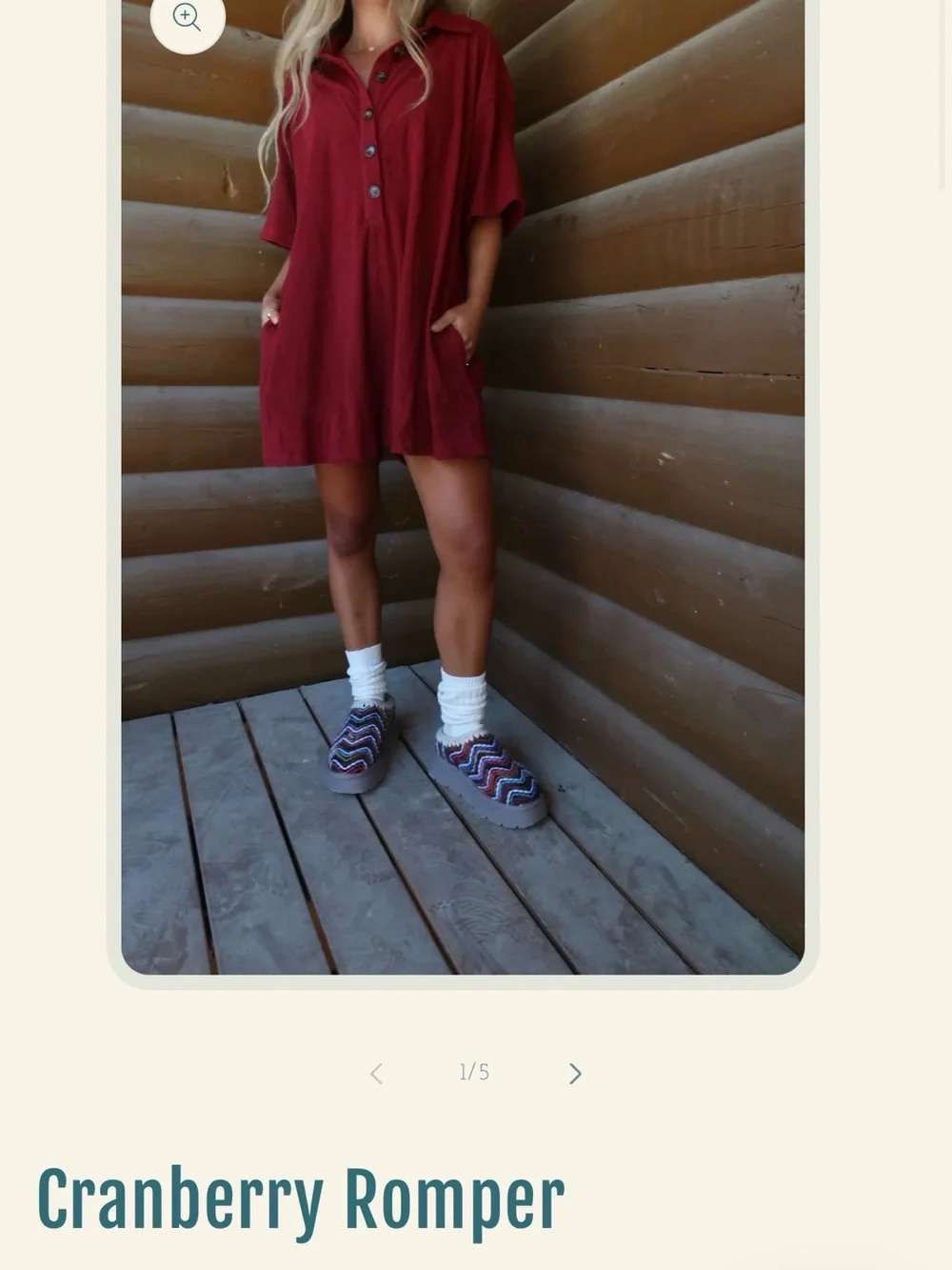 Cranberry Button-Front Romper